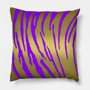 Gold Tiger Stripes Purple Pillow