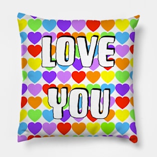 Rainbow Heart Love You Design Pillow