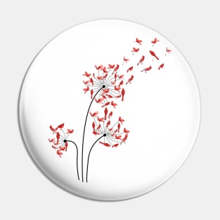 Red Cardinal Dandelion Pin