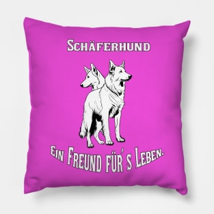 Unsere treuen Begleiter: Zwei Seelen, Ein Herz - Romantische Schönheit eines Weißen Schäferhundpärchens. Pillow