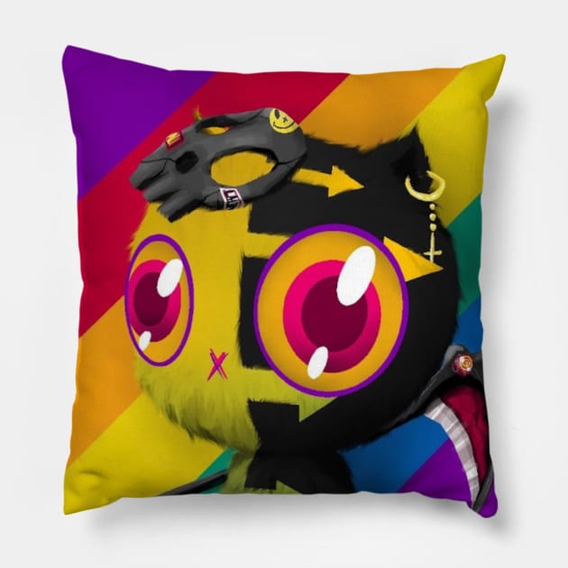 Psycho Kitties #1 Pillow by Zip Kitties