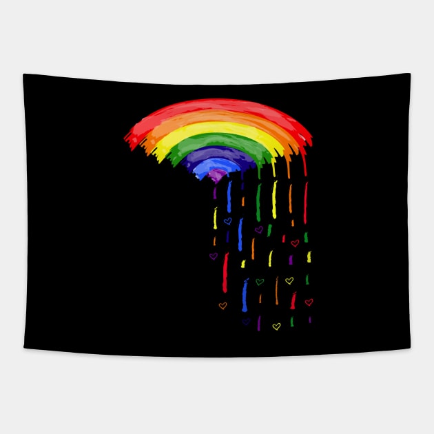 Love rainbow rain Tapestry by CindyS