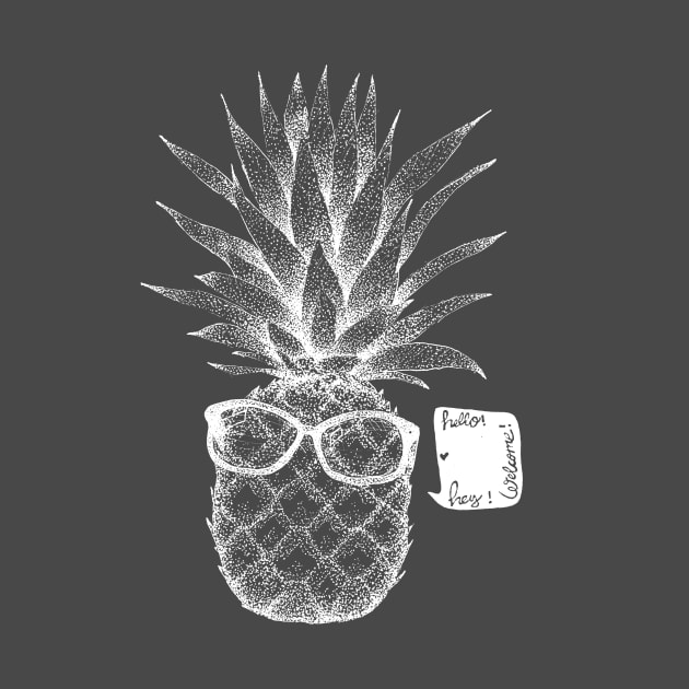 Pineapple Friend - chalkboard, fruit, glasses by Inspirational Koi Fish