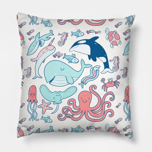 Ocean Animals Pillow by edwardechoblue