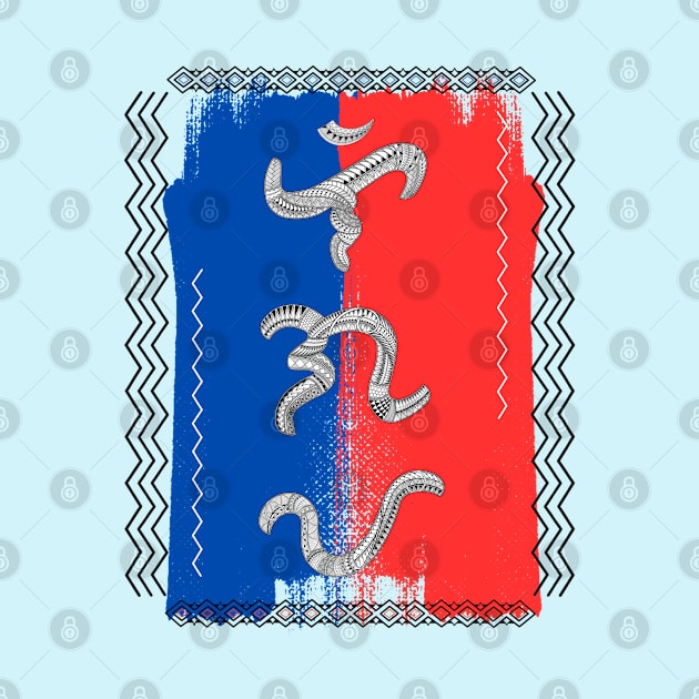 Philippine Flag / Baybayin word Ligaya (Happiness) by Pirma Pinas