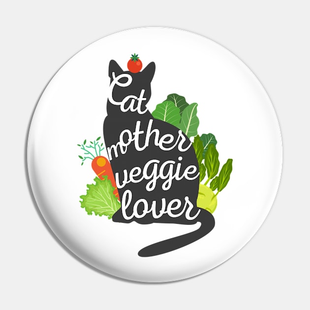 Mother Veggie Lover (Grey Cat Silhouette) Pin by leBoosh-Designs