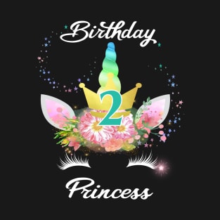 Sweet Unicorn Birthday Girl Shirt 2 Two Princess Party Themed T-Shirt