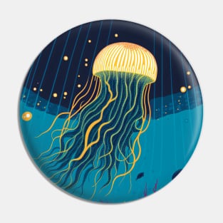 Jellyfish Swimming in the Ocean with Turtles Pin