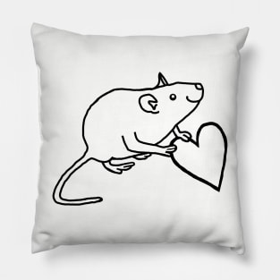 Minimal Rat Holds Your Heart Outline Pillow