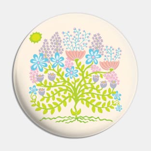 FLOWER BURST Retro Boho Floral Botanical in Pastel Pink Blue Lavender Green - UnBlink Studio by Jackie Tahara Pin