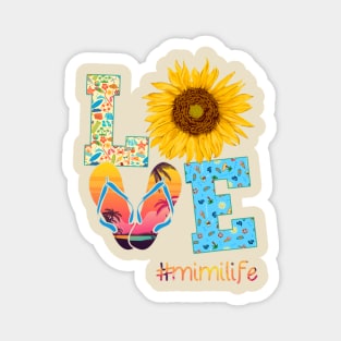 LOVE Mimi Life Flip Flops Hippie Sunflower Summer Magnet