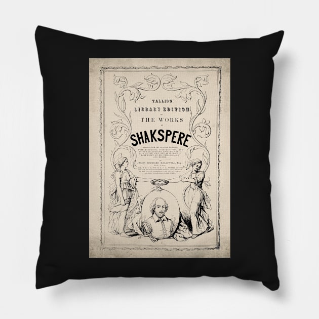 Old Book Cover - shakspere - playwright - william shakespeare Pillow by Labonneepoque