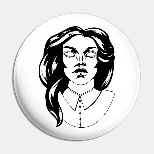 BnW woman Pin by DashArt