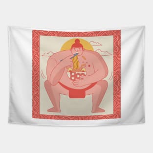 Sumo eating ramen Tapestry