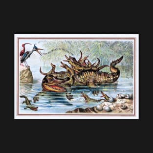 Victorian Christmas Alligators Greetings T-Shirt