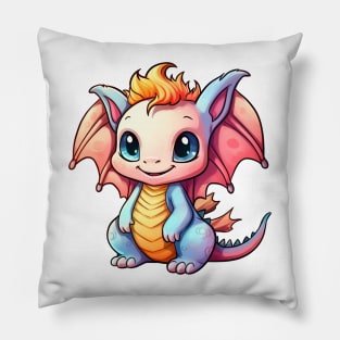 Kawaii Dragon Drawing Pillow