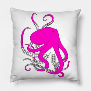 Hand drawn illustration of a pink octopus Pillow