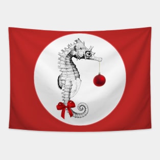 A festive seahorse with ornament Tapestry