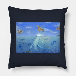 Hunting Plesiosaur Pillow