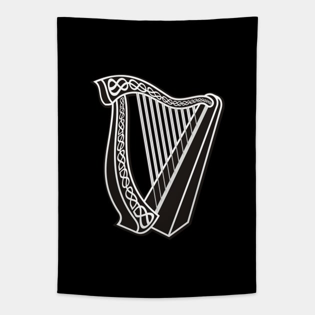 Harp Icon on Black Tapestry by sifis