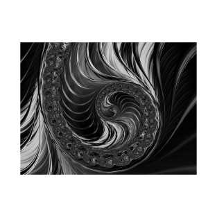 Cool Fractal Art Black and White T-Shirt