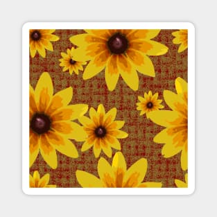 Blackeyed Susan on Burlap Gold over Red Repeat 5748 Magnet