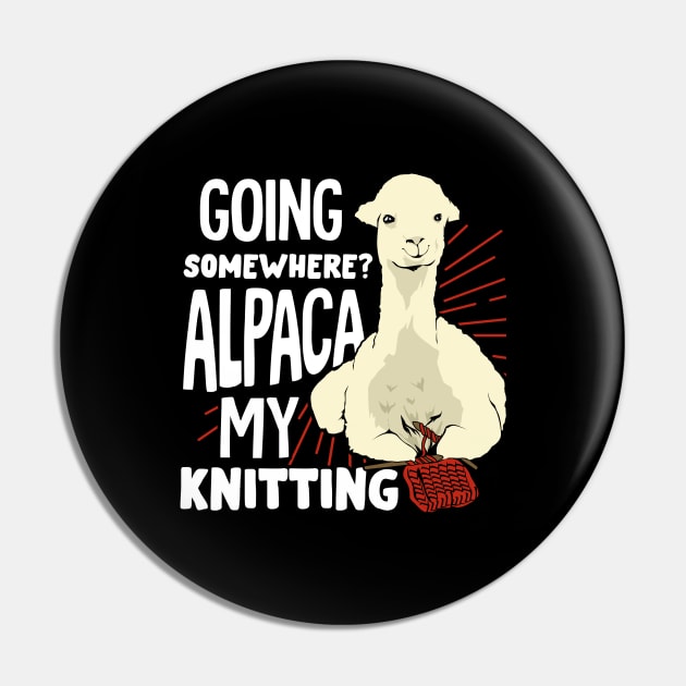 Funny Knitting Lover Alpaca Knitter Gift Pin by Dolde08