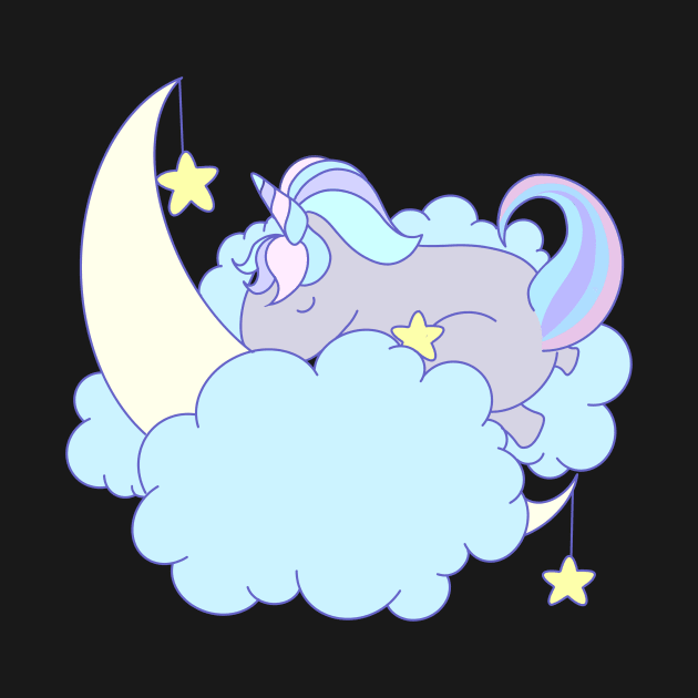 Cute Kawaii Unicorn Sleeping by The happy Doodler