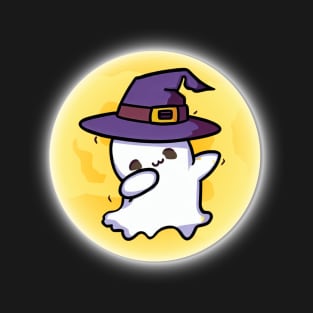 Funny Dabbing ghost wearing witch hat T-Shirt