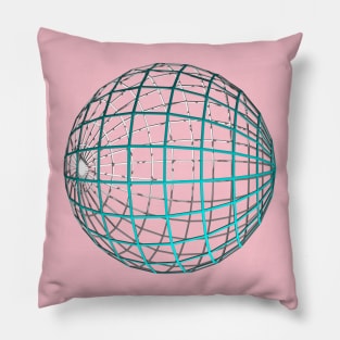 Structural grid sphere mandala (turquoise) Pillow