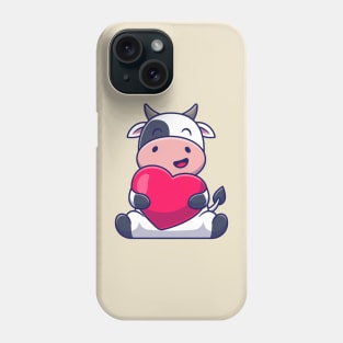 Cute Cow Hug Love Heart Phone Case