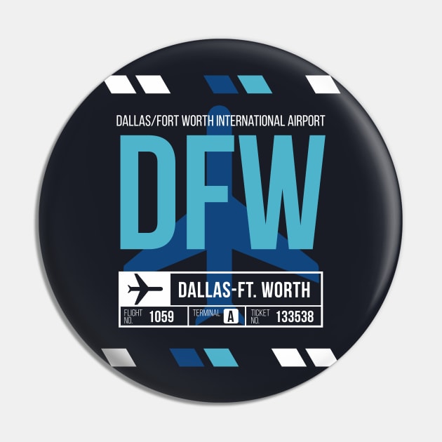 Dallas Ft Worth (DFW) Airport Code Baggage Tag Pin by SLAG_Creative