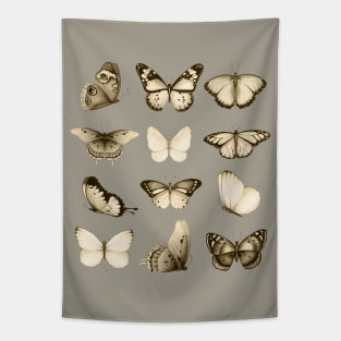 Vintage Black & Cream Butterfly Pattern Tapestry