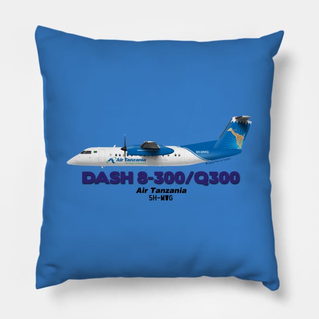 DeHavilland Canada Dash 8-300/Q300 - Air Tanzania Pillow by TheArtofFlying