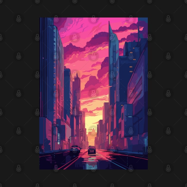 Cyberpunk Cityscape Synthwave Aesthetic Anime Art Style by Art-Jiyuu