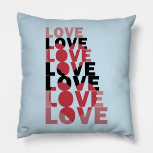 stacked word love with red hearts Pillow