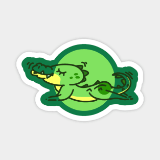 Cute Crocodile Animal Yoga #10 Round Edition Magnet