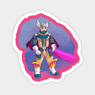 Cute and Thick Neon Disco Viking Magnet