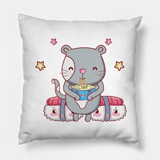 Ramen T-Shirt Cat Tshirt Kawaii Anime Tee Japanese Gift T-Shirt Pillow