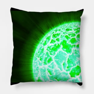 Exploding Sun Close-Up - Green Pillow