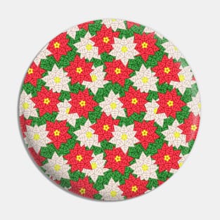 Red and White Poinsettia Pattern Pin