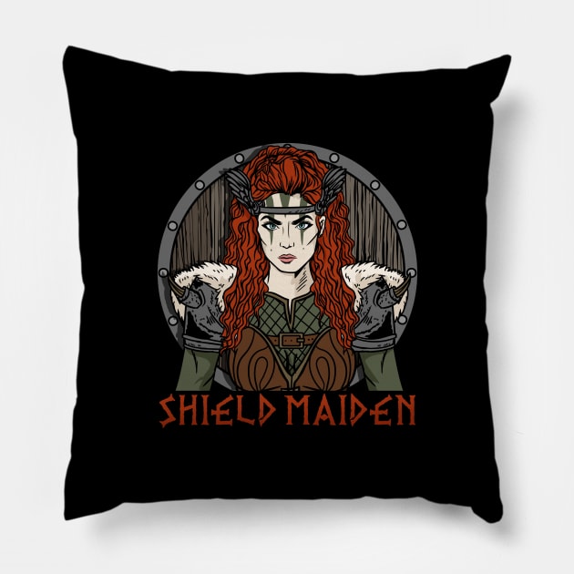 Viking Shield Maiden - Norse Mythology Gift Pillow by biNutz