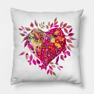 Vintage needle cushion in a shape of pink watercolor heart Pillow