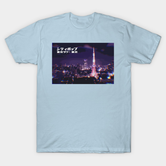 Discover Japanese city pop art series 2 -Tokyo tower Tokyo Japan in - retro aesthetic - Vaporwave style - Tokyo Tower - T-Shirt