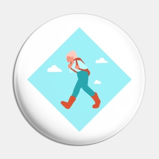 Travelling Backpacker on a Blue Sky Pin