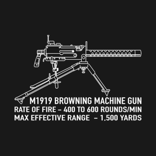 M1919 Browning Machine Gun American WW2 Infographic T-Shirt