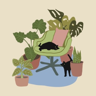 Black cats among the plants T-Shirt