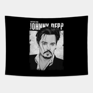 Justice for Johnny Depp Poster BW Tapestry