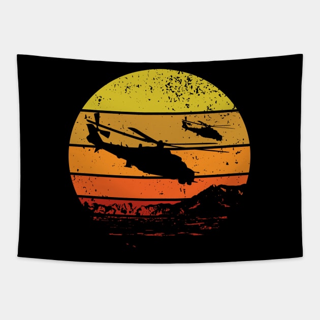 Mi-24 Hind helicopter sunset Tapestry by GRIM GENT