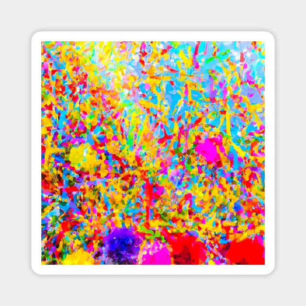 Abstract colors splashes and vibrant inspiring paint mixing and merging Magnet by N1L3SH